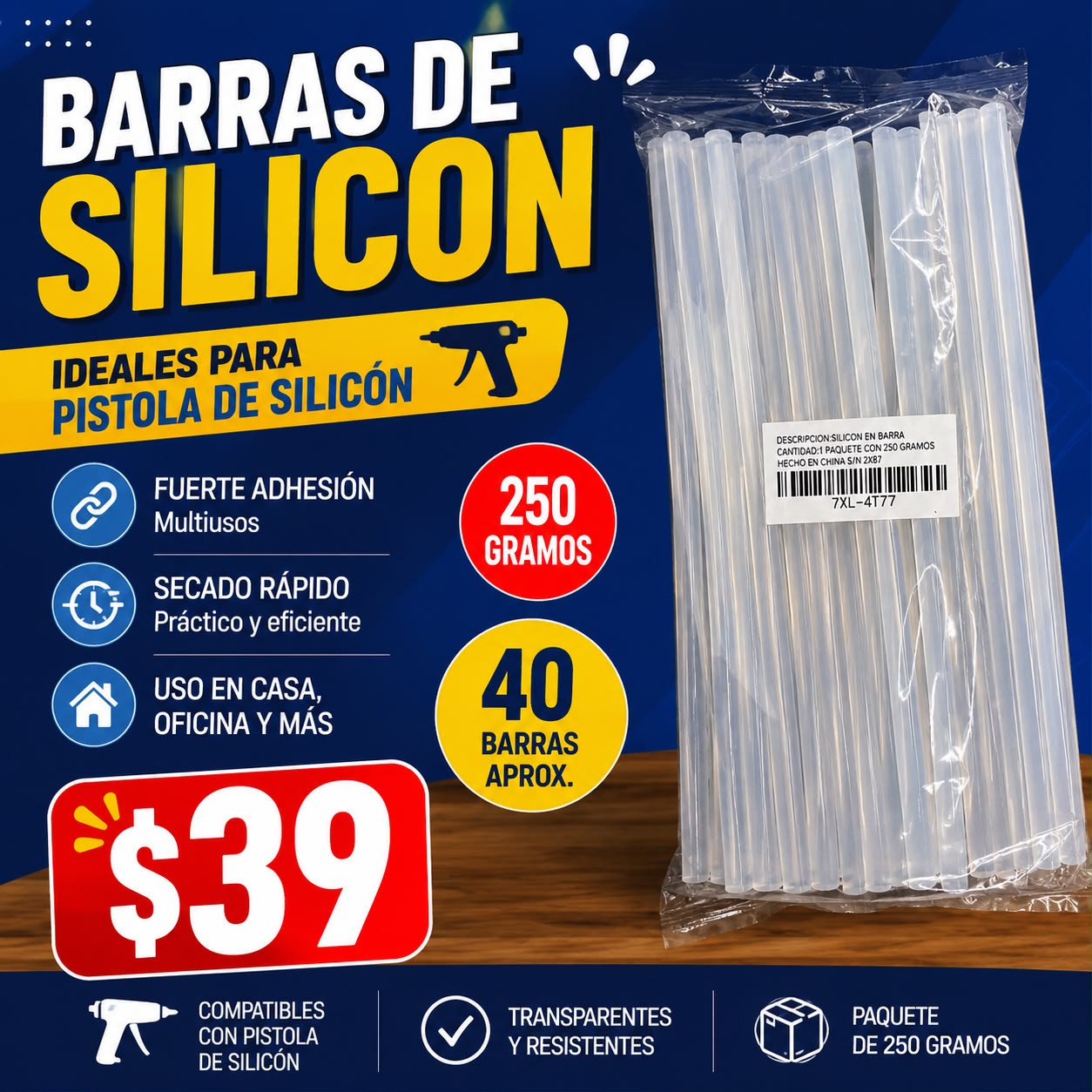 BARRA SILICON GRUESO
